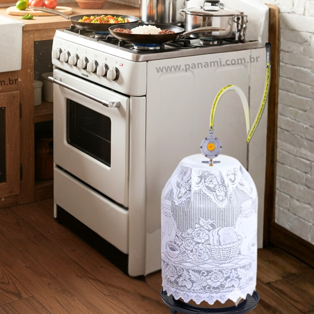 Capa de Botijão de Gás de 13 Kg Renda Branca Estampas Sortida - Capa Botijao de Gas Capa para Botijão - PANAMI