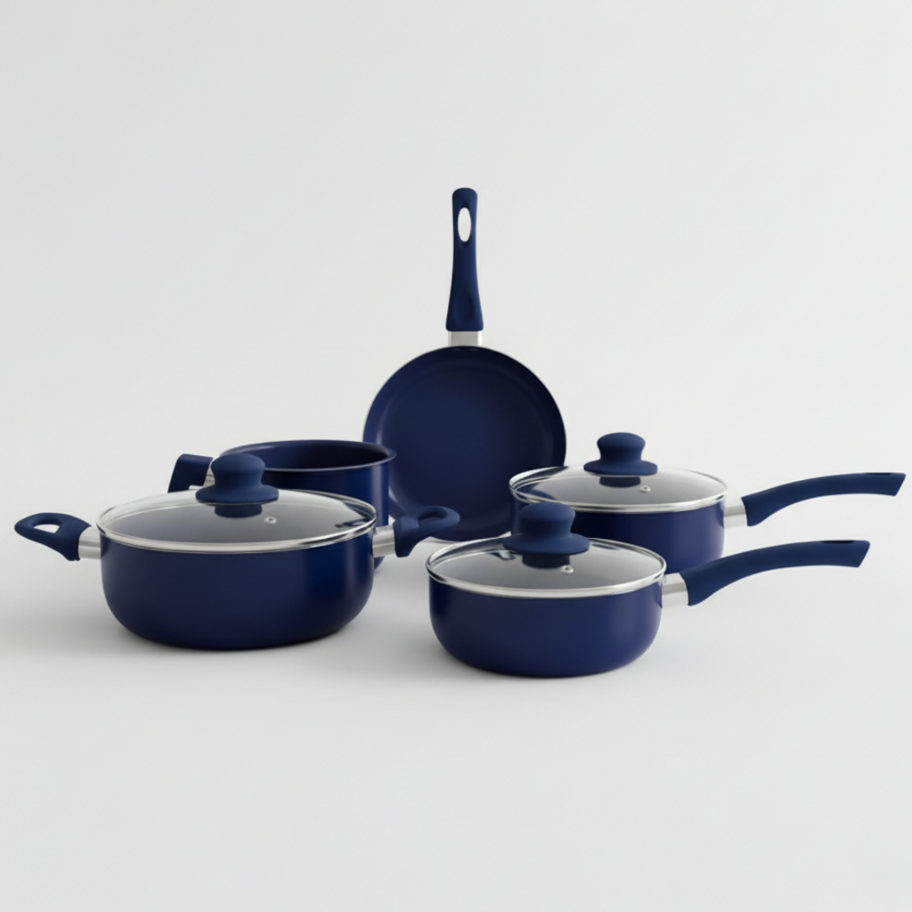 Jogo de Panelas Indução Antiaderente Cerâmica Kit 5 Peças Tampa Vidro