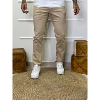 lCalça Sarja Masculina Bege Com Elastano Bolso Faca Slim Chino Premium Casual Social Luxo Confortável Calça Sarja Mascul em Oferta na Shopee