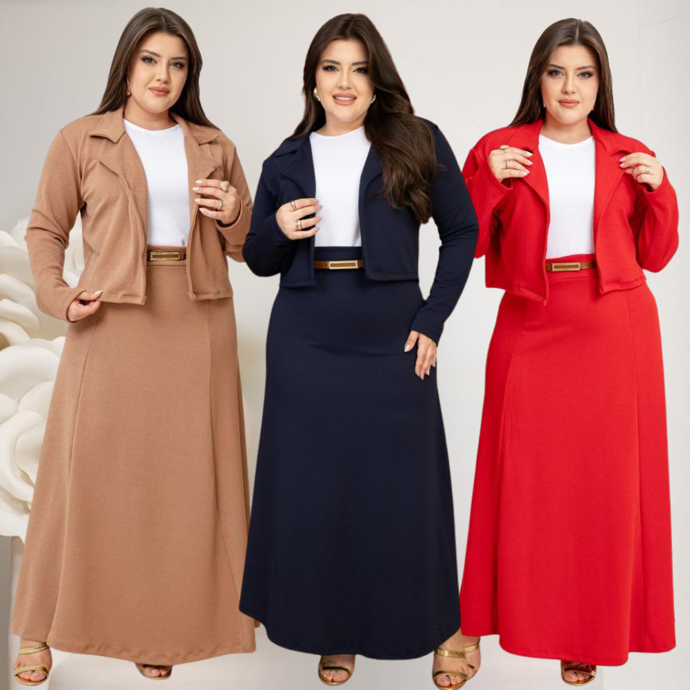 Conjunto Blazer Feminino 4 Peças Crepe Moda Evangelico Social Congresso Plus Size Lançamento em Oferta na Shopee