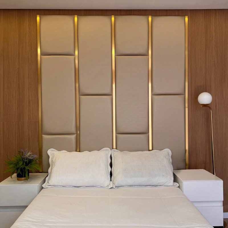 Cabeceira Modular Luxo Dominó Até o Teto para Camas Casal Padrão  - Queen - King e  Super King