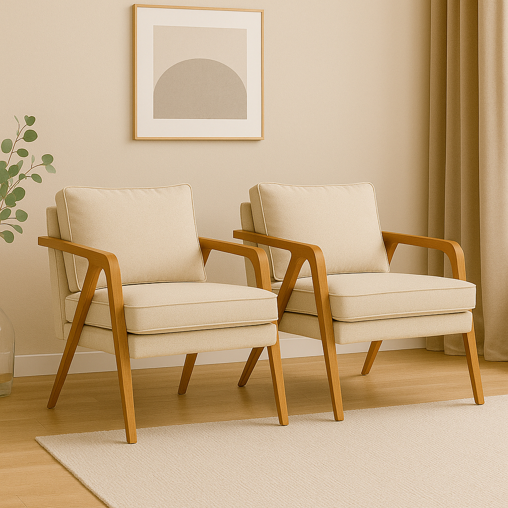 Kit 2 Poltronas Mona Poltrona Mona Ideal Para Sala ou Escritório Luxo e Conforto Madeira Maciça
