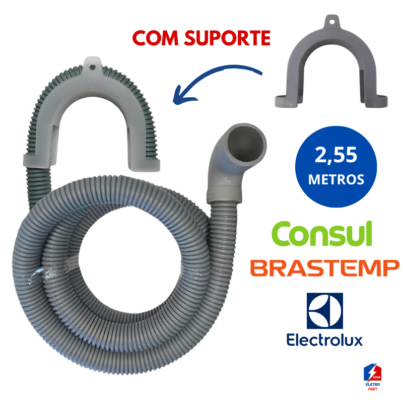 Mangueira De Máquina De Lavar Saída De Água 2,55 Mt em Oferta na Shopee