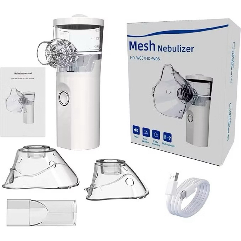 Mini Nebulizador Ultrassónico Mesh Ultra Portátil Usb ou Pilha AA Cor Branco HD-W05 / HD-W06