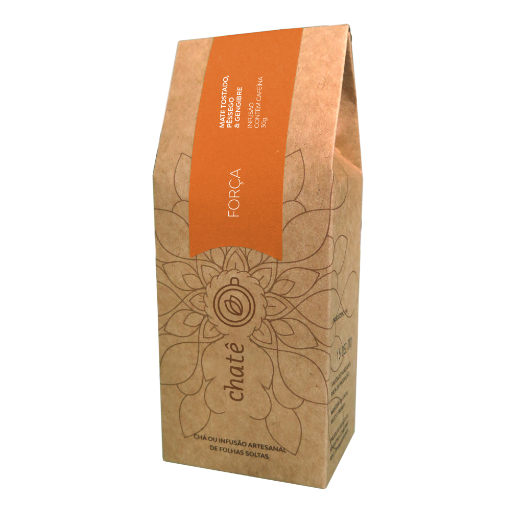 Mate tostado com pêssego e gengibre | Blend de chá mate com pêssego | Força | Chatê em Oferta na Shopee