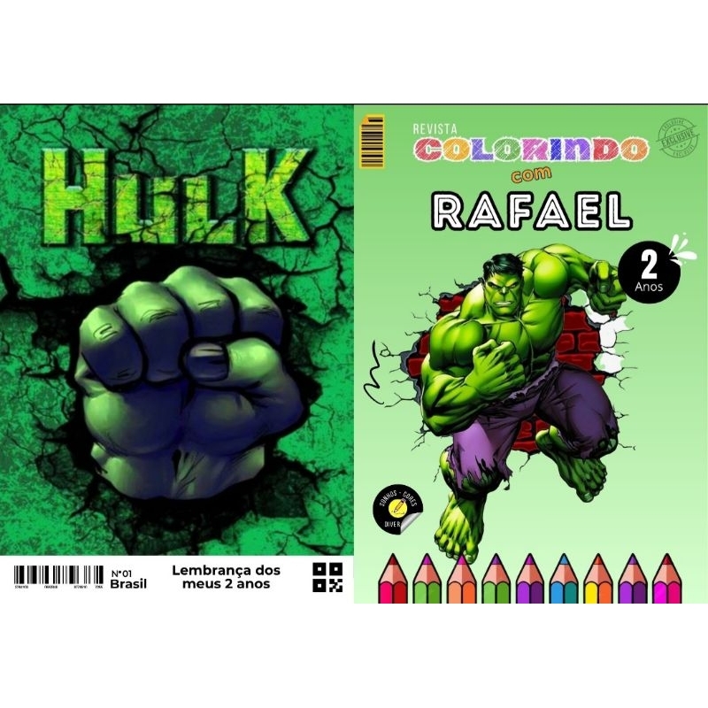 20 Livrinho de Colorir Hulk Personalizado com Nome e Idade Festa Infantil Aniversário