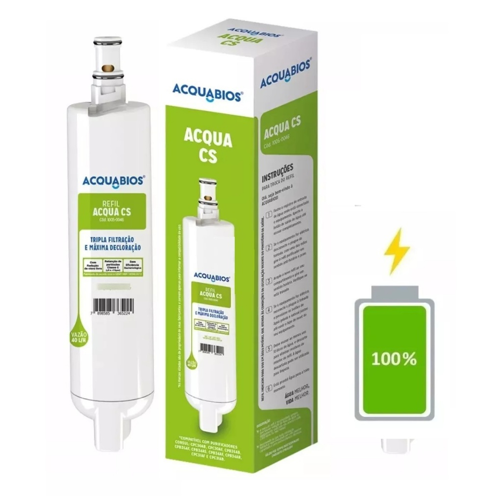 Refil Compatível Filtro Purificador De Água Consul Facilite Cs Cor Branco