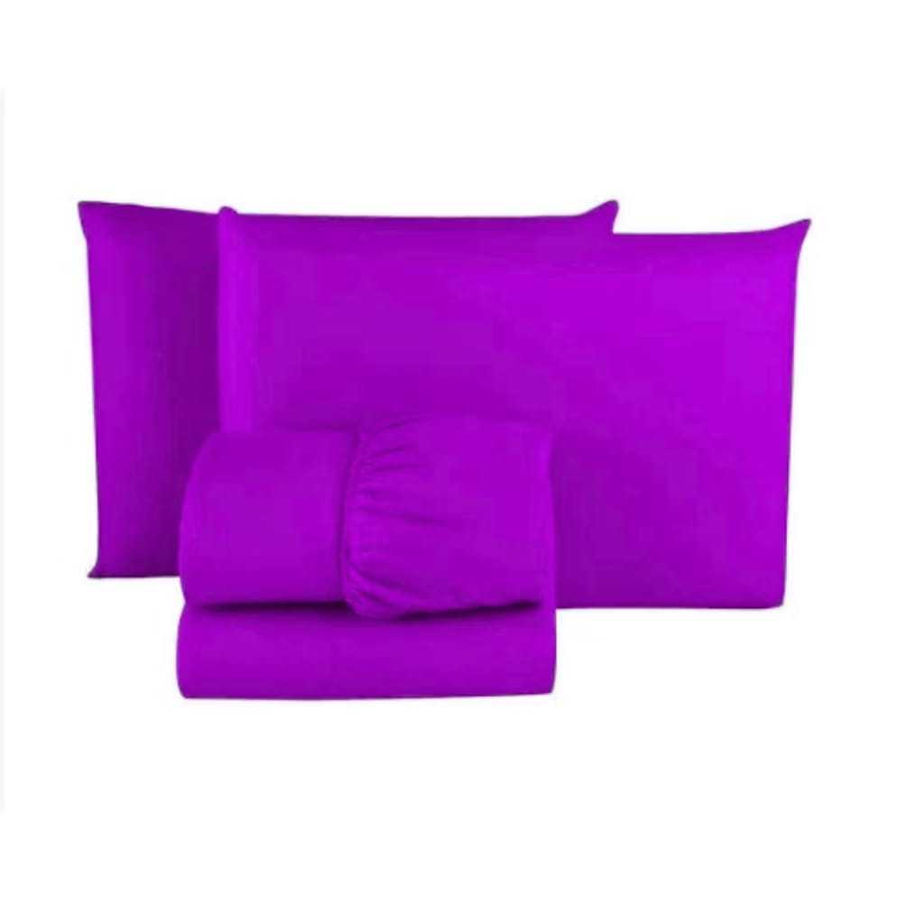 Kit Jogo de Lençol Casal Queen Box 3 Peças em Microfibra Liso - Solteiro / Casal / Queen / King