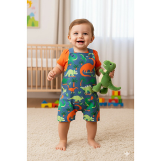 Conjunto Bebê 2 peças Jardineira e Body Verão Menino em Oferta na Shopee