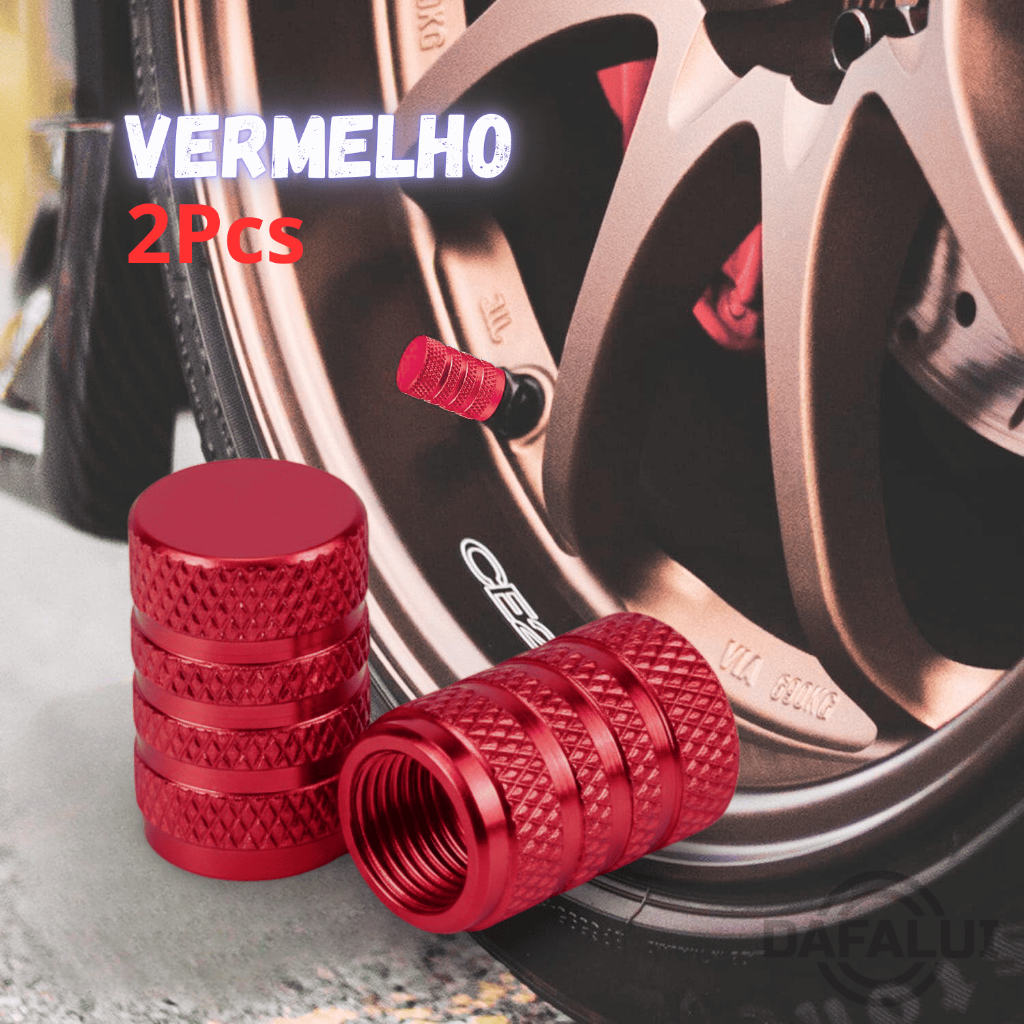 kit 2 Tampinha Tampas Da Válvula Pneu Bico Metal Alumínio Carro Biquinho Moto, Bicicleta Vermelho VM