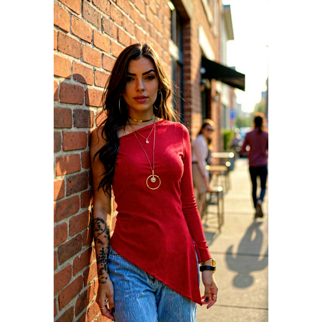 Blusa Feminina Mula Manca Manga Longa Assimétrica Manga Canelado em Oferta na Shopee