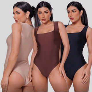 KIT 3 Body Feminino Gola Quadrada Suplex Moda Verão Tendência 2026 em Oferta na Shopee