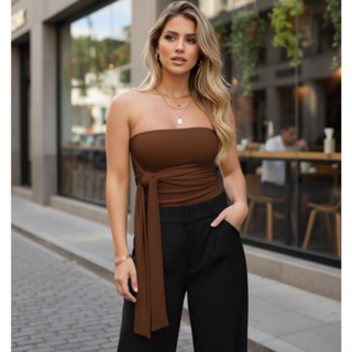 Blusa Feminina Elegante Suplex Premium Tomara que caia com Amarração  Estilosa em Oferta na Shopee