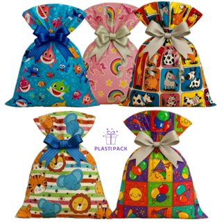Kit 50un Saco Presente estampados Festa Lembrancinha Infantil Presente Colorido Decoração em Oferta na Shopee
