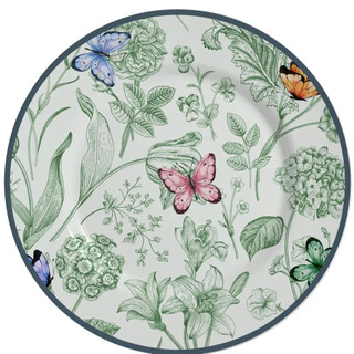 Prato Raso Luxo Borboleta 29cm - Cerâmica Alleanza-Coleção Campestre- Valor Unitário
