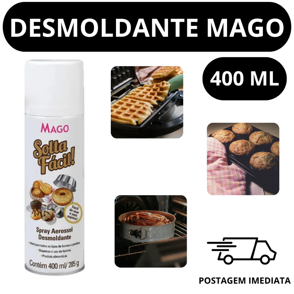 Desmoldante Spray Solta Fácil 400ml Mago Antiaderente Culinário Para Forma Untar em Oferta na Shopee