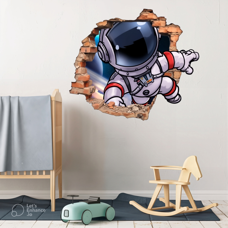 Adesivo De Parede Astronauta Infantil Buraco 3d em Oferta na Shopee