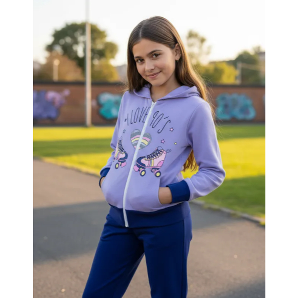 Casaco Moletom Flanelado com capuz e Legging Molecotton Infantil Juvenil Inverno - Tamanho 02 ao 06