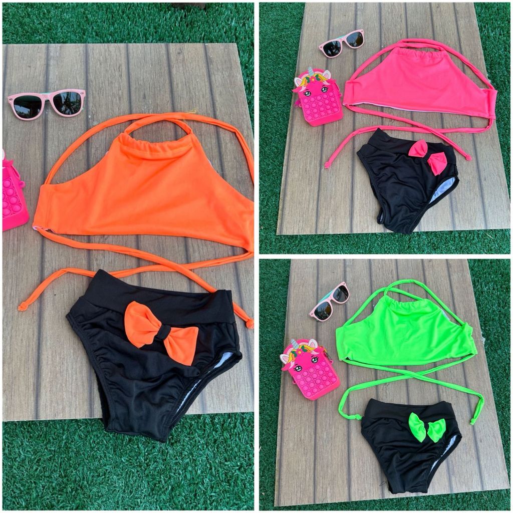 Biquini Infantil Menina Moda Praia Roupa De Banho Kit Estiloso E Confortável Praia E Piscina em Oferta na Shopee
