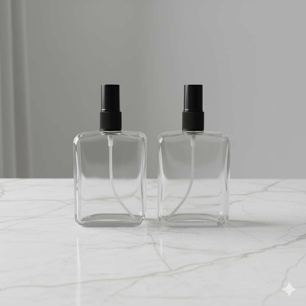 Kit com 2 Frascos de  Vidro Para Perfumes 100 ML home Spray