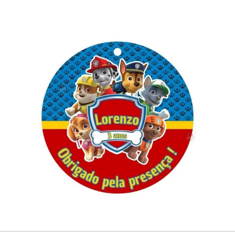 Tags Lembrancinha Obrigado pela Presença Patrulha Canina Personalizados Nome Idade Festa Aniversário