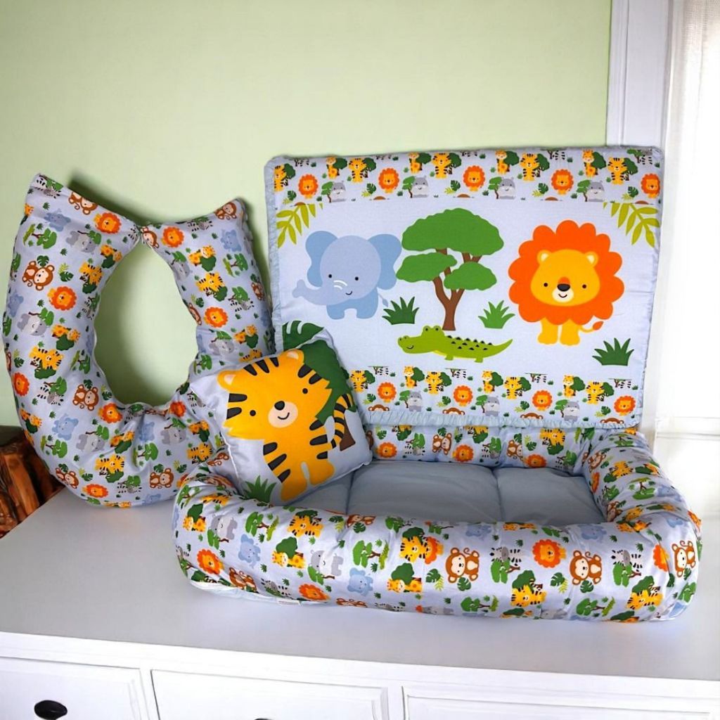 Kit Enxoval para Bebê 3 peças Ninho Redutor + Almofada Amamentação + Trocador Anatômico para Comoda