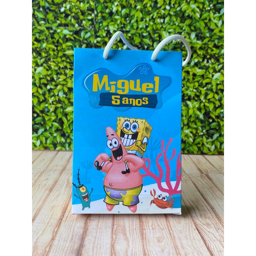 Sacolinha Surpresa Bob Esponja - Lembrancinha Personalizada Bob Esponja - festa infantil PEGUE E MONTE