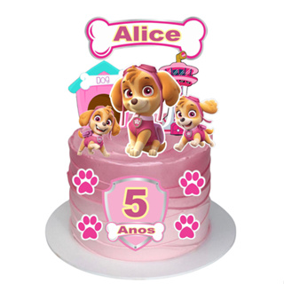 Topo Topper de Bolo Tema Personalizado Patrulha Canina Skye Menina em Oferta na Shopee