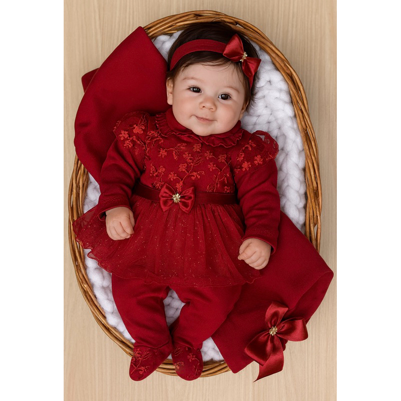 Saída de maternidade vermelha Olivia