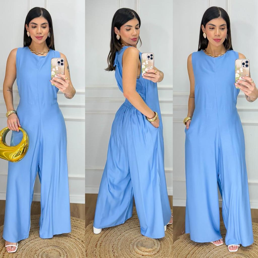 Elegante macacon femenino con lastex nas costa ,tecido viscose sarjada