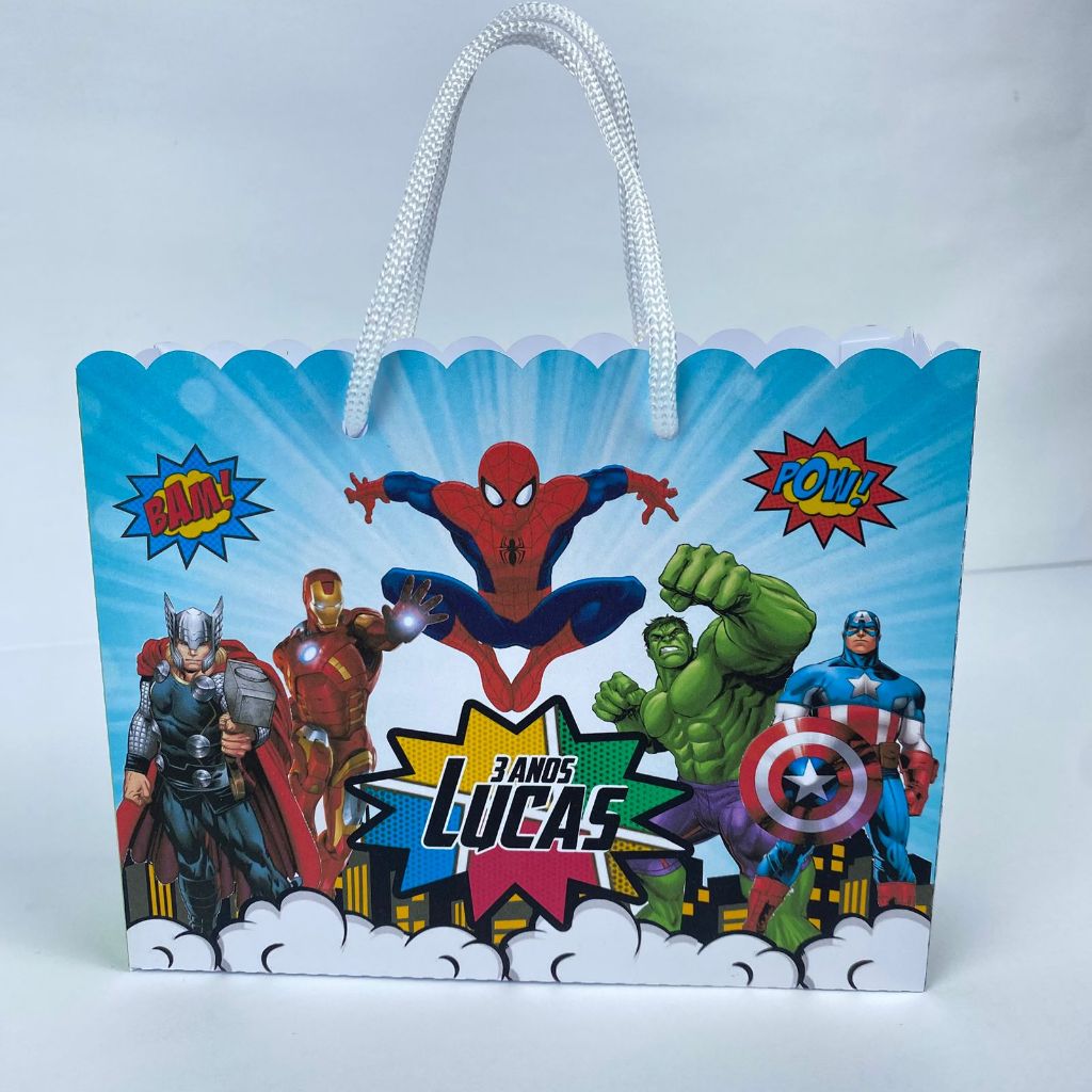 Sacolinhas personalizadas Super Heróis – Sacola surpresa p festa aniversário, caixinha, lembrancinha