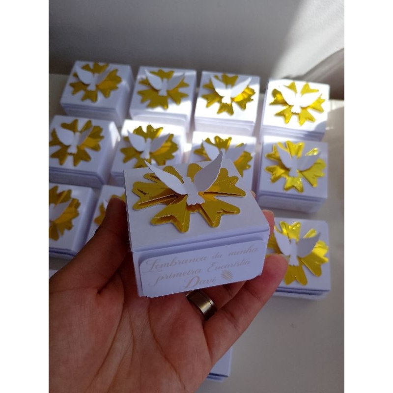 Kit 15  Caixinhas Vazias para colocar terço Personalizadas Lembrancinhas Primeira Comunhão/Eucaristia/Batizado/Crisma