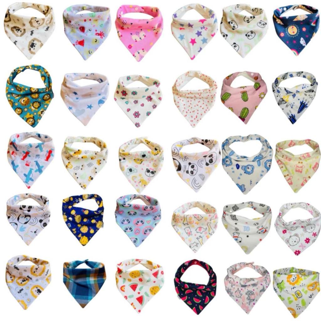 Babador Bandana Bebê 100% Algodão Kit com 5un Estampas Variadas
