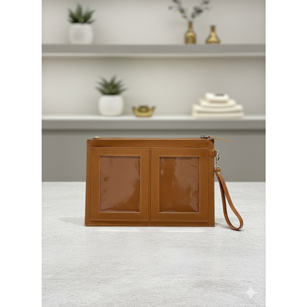 Porta Passaporte em Couro Legítimo Premium com Zíper e Espaço para 2 Passaportes