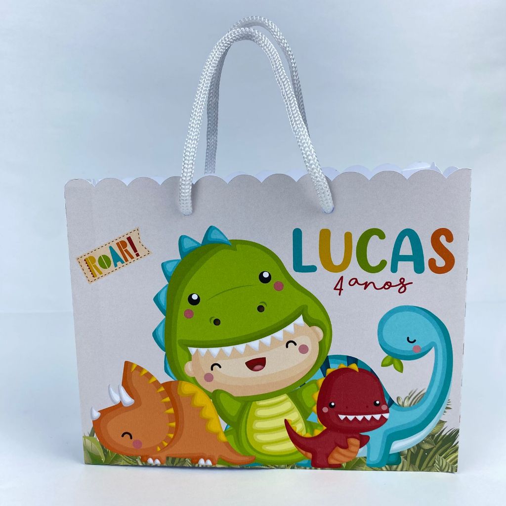 Sacolinhas personalizadas Dino Baby  –  Sacola surpresa, lembrancinha  festa  aniversário Dinossauro