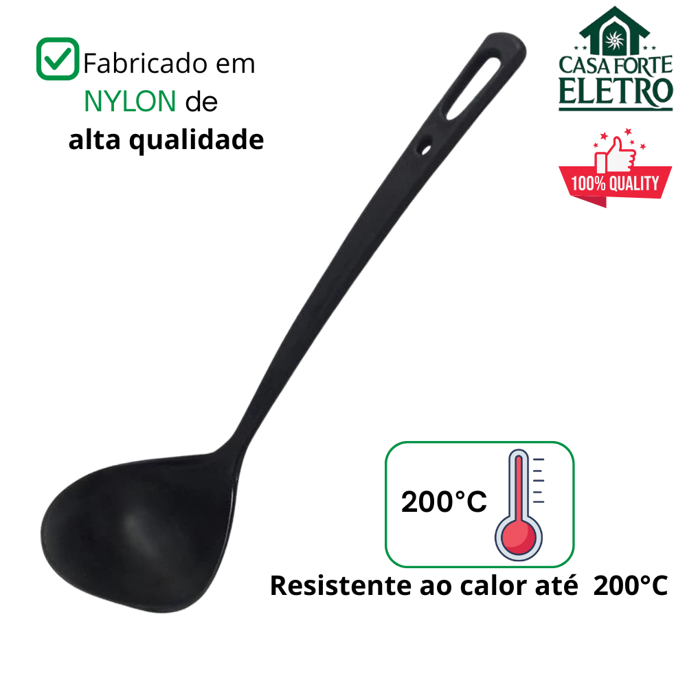 Concha de Feijão Sopa Nylon 26,5 cm - Resistente Calor 200°C - Qualidade Premium - Primeira linha
