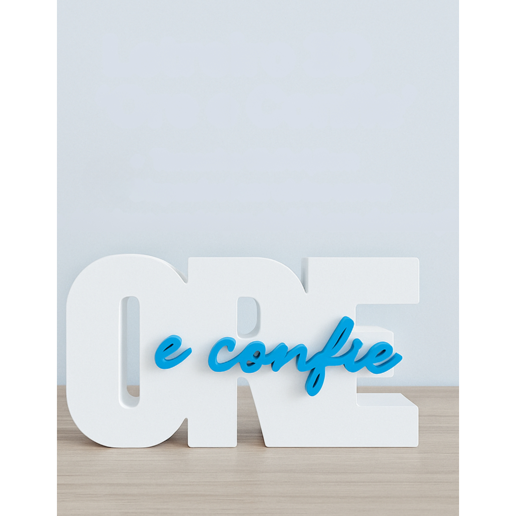 Letreiro Decorativo Ore e Confie 3D Decoração cristã Sala Escritório Quarto presente religioso fé