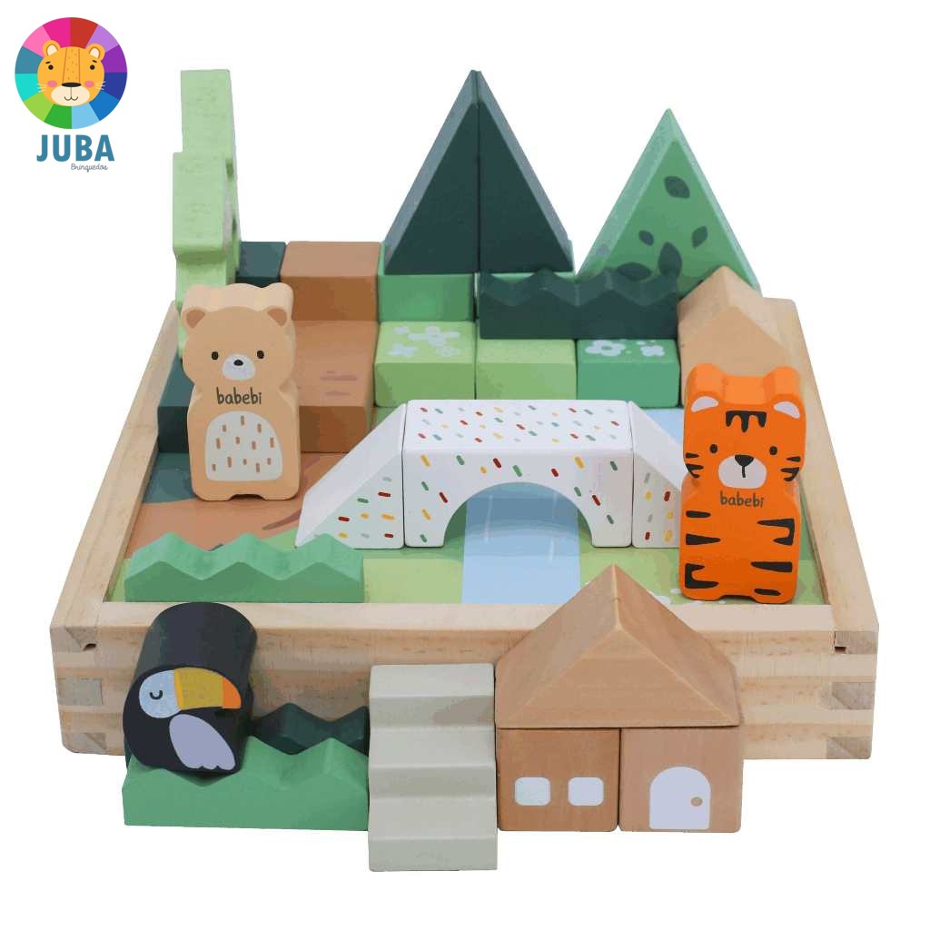BLOCOS DA FLORESTA Montessori Brinquedo Educativo Madeira Importados BABEBI - EMBALADO PARA PRESENTE