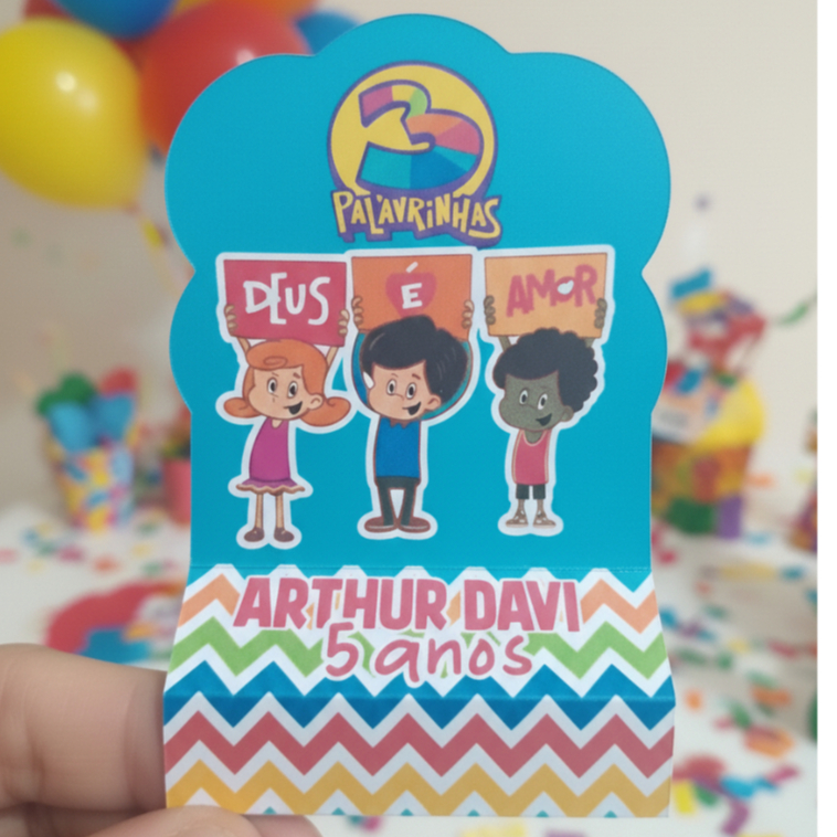 Kit 16 Porta bis duplo personalizado tema 3 palavrinhas/lembrancinha de aniversário