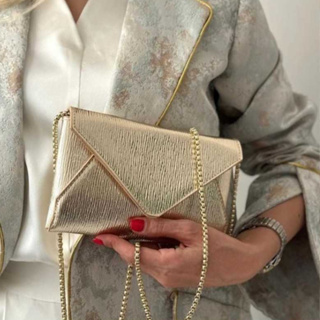 Bolsa Feminina Crossbody Envelope Metalizada Com Alça De Corrente Bolsa De Festa em Oferta na Shopee