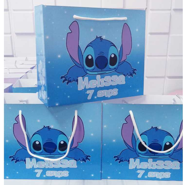Sacolinha Saquinho Surpresa Personalizada Stitch  Lembrancinha Festa Infantil Lilo e Stitch