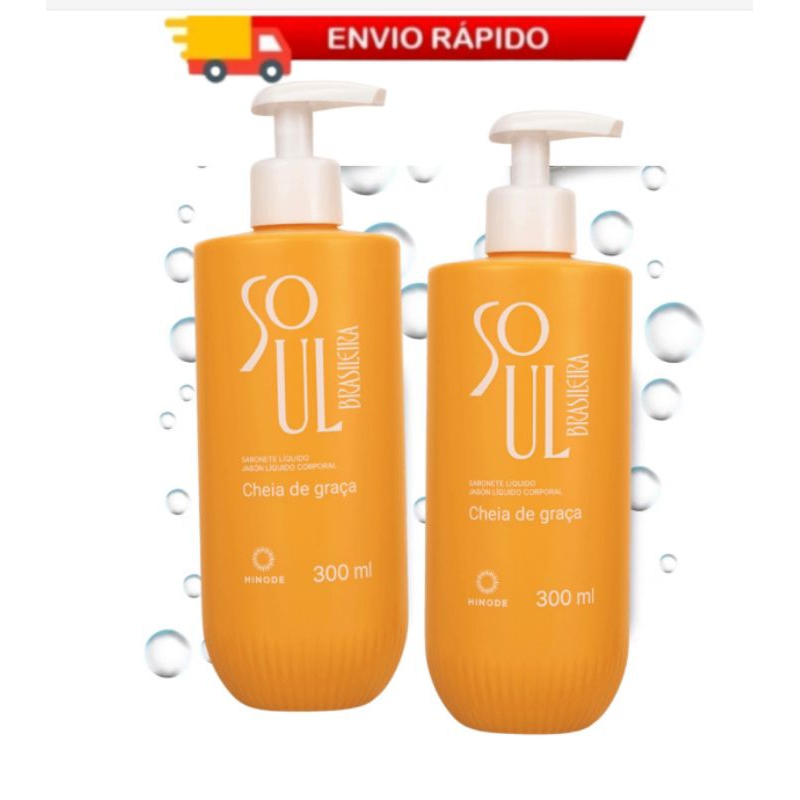 Kit Com 2 Sabonete Líquido Cheia De Graça Linha Soul Brasileira Hinode 300ml