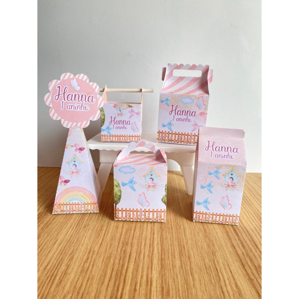 KIT FESTA JARDIM ENCANTADO BORBOLETAS Personalizado Pegue e Monte Lembrancinhas - Aniversário - Caixinha Personalizadas