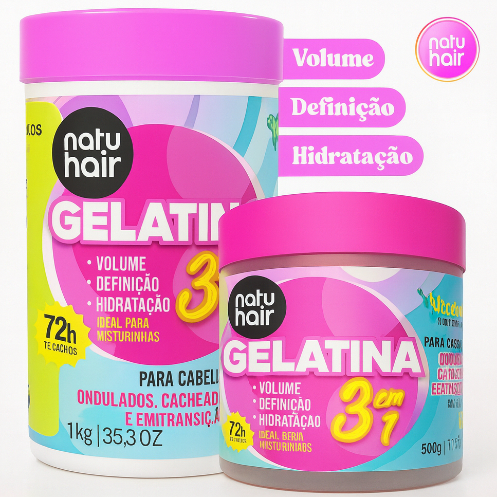 Gelatina Modeladora de Cachos S.O.S NATUHAIR 3 em 1 - Escolha o Seu em Oferta na Shopee