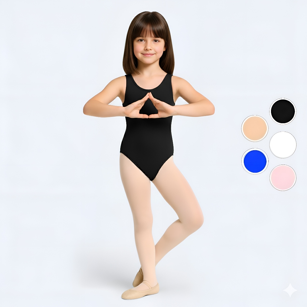Body Infantil Feminino Liso Suplex – Várias Cores p/ Escola, Ballet e Dia a Dia (2 a 10 Anos)
