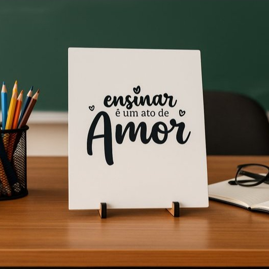 Quadro Decorativa Professores Ensinar é um Ato de Amor Presente Professor Formatura Placa Professora Suporte Incluso