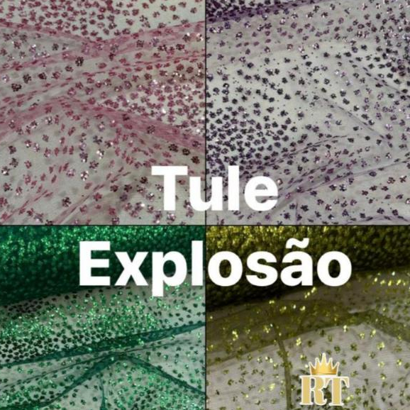 6 Metros De Tecido Tule Explosão Gliter Flocado (6m x 1,50m) de Largura Várias Cores! em Oferta na Shopee