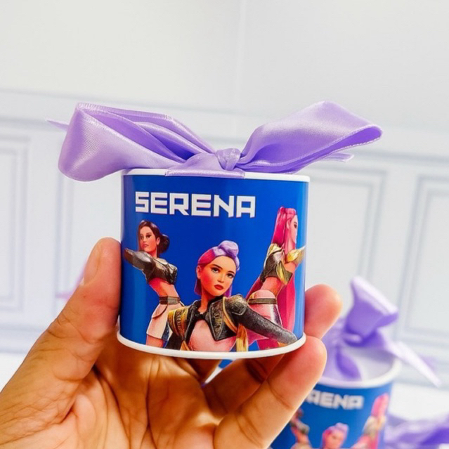Kit Tubolata Personalizada 5x6cm com Laço – Lembrancinha Festa Infantil, Aniversário / Tubolata Guerreira K-Pop / Dorama