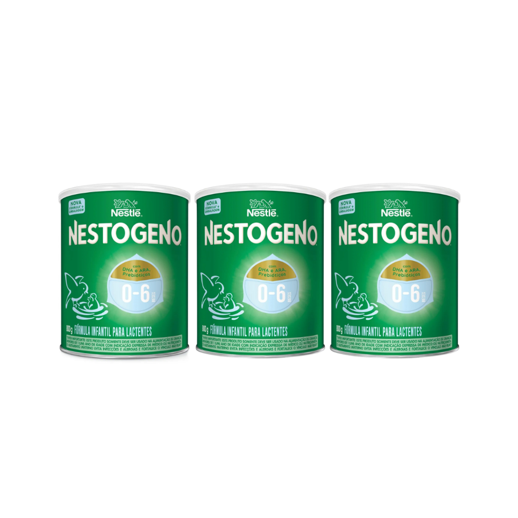 Kit 3x Nestogeno 1 de 0 a 6 meses 800g Fórmula Infantil Nestlé