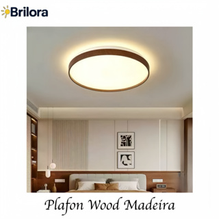 Plafon Wood Madeira Redondo Led 30cm 40cm 50cm 3 Em 1 Plafon Sobrepor Redondo Lustre Amadeirado em Oferta na Shopee